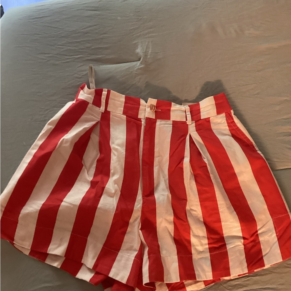 FARM Rio Red and White High Waist Women's Shorts